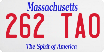 MA license plate 262TA0