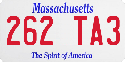 MA license plate 262TA3