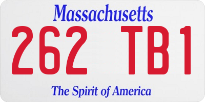 MA license plate 262TB1