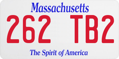 MA license plate 262TB2