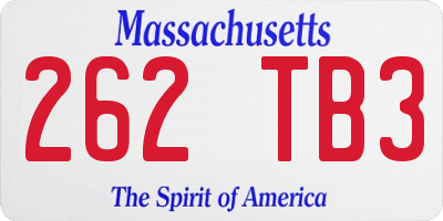 MA license plate 262TB3