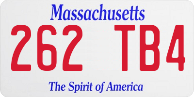 MA license plate 262TB4