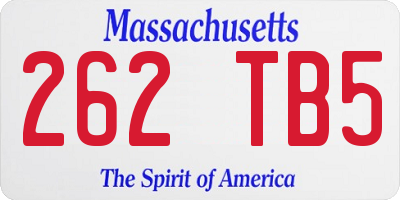 MA license plate 262TB5