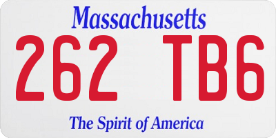 MA license plate 262TB6