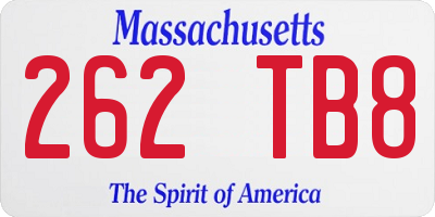 MA license plate 262TB8