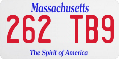 MA license plate 262TB9