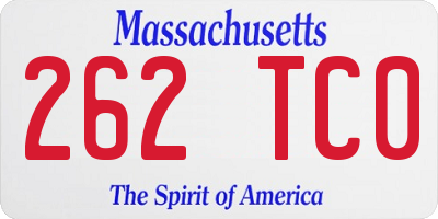 MA license plate 262TC0