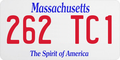 MA license plate 262TC1