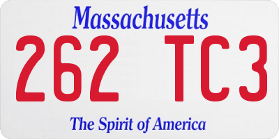MA license plate 262TC3