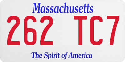 MA license plate 262TC7
