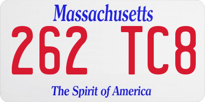 MA license plate 262TC8