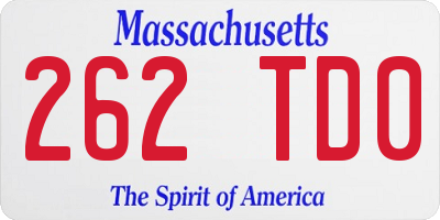 MA license plate 262TD0