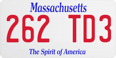 MA license plate 262TD3