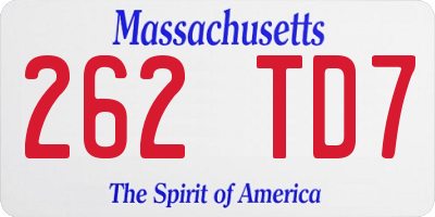 MA license plate 262TD7