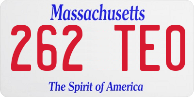 MA license plate 262TE0