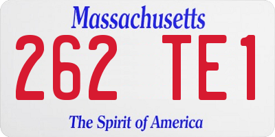MA license plate 262TE1