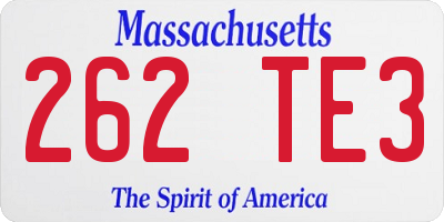 MA license plate 262TE3