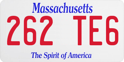 MA license plate 262TE6