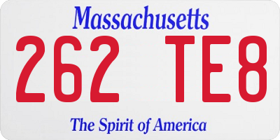 MA license plate 262TE8