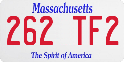 MA license plate 262TF2