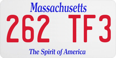 MA license plate 262TF3