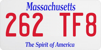 MA license plate 262TF8