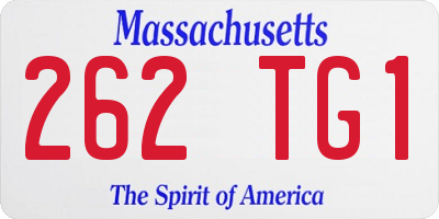 MA license plate 262TG1