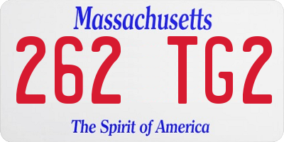 MA license plate 262TG2