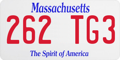 MA license plate 262TG3