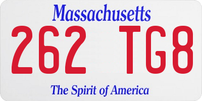 MA license plate 262TG8