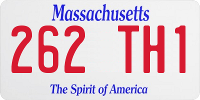 MA license plate 262TH1