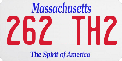 MA license plate 262TH2