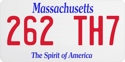 MA license plate 262TH7