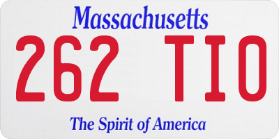 MA license plate 262TI0
