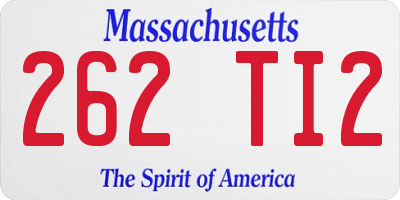 MA license plate 262TI2