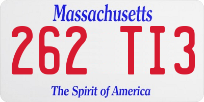 MA license plate 262TI3