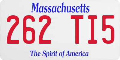 MA license plate 262TI5