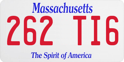 MA license plate 262TI6