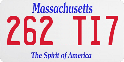 MA license plate 262TI7