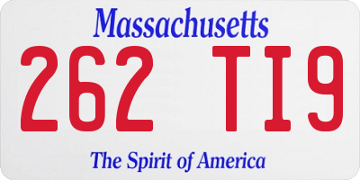 MA license plate 262TI9