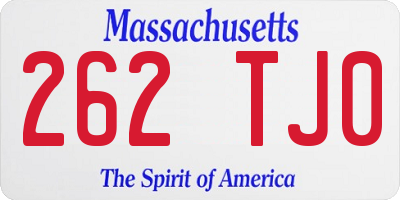 MA license plate 262TJ0