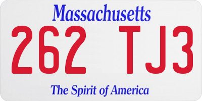 MA license plate 262TJ3