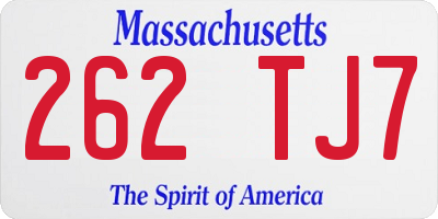 MA license plate 262TJ7