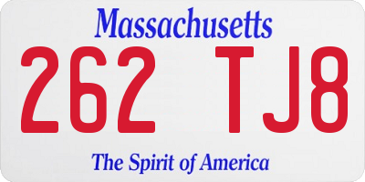 MA license plate 262TJ8