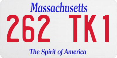 MA license plate 262TK1
