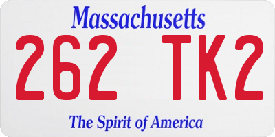 MA license plate 262TK2