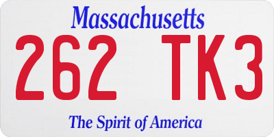 MA license plate 262TK3