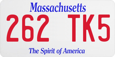 MA license plate 262TK5