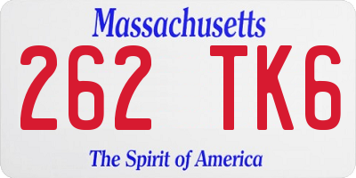 MA license plate 262TK6
