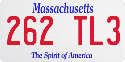 MA license plate 262TL3